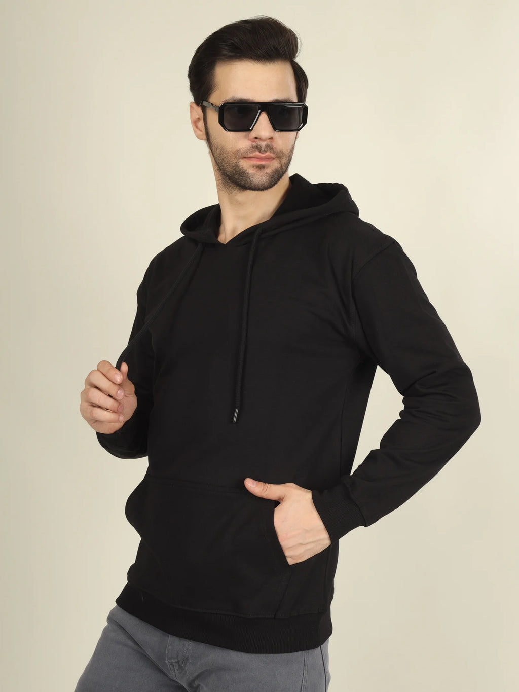 Hoodie Unisex Solid (Black)