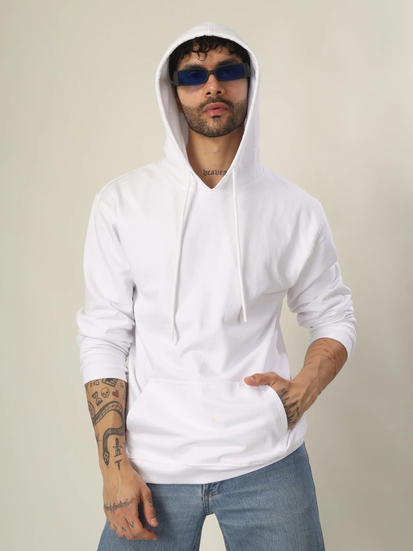 Hoodie Unisex Solid (White)