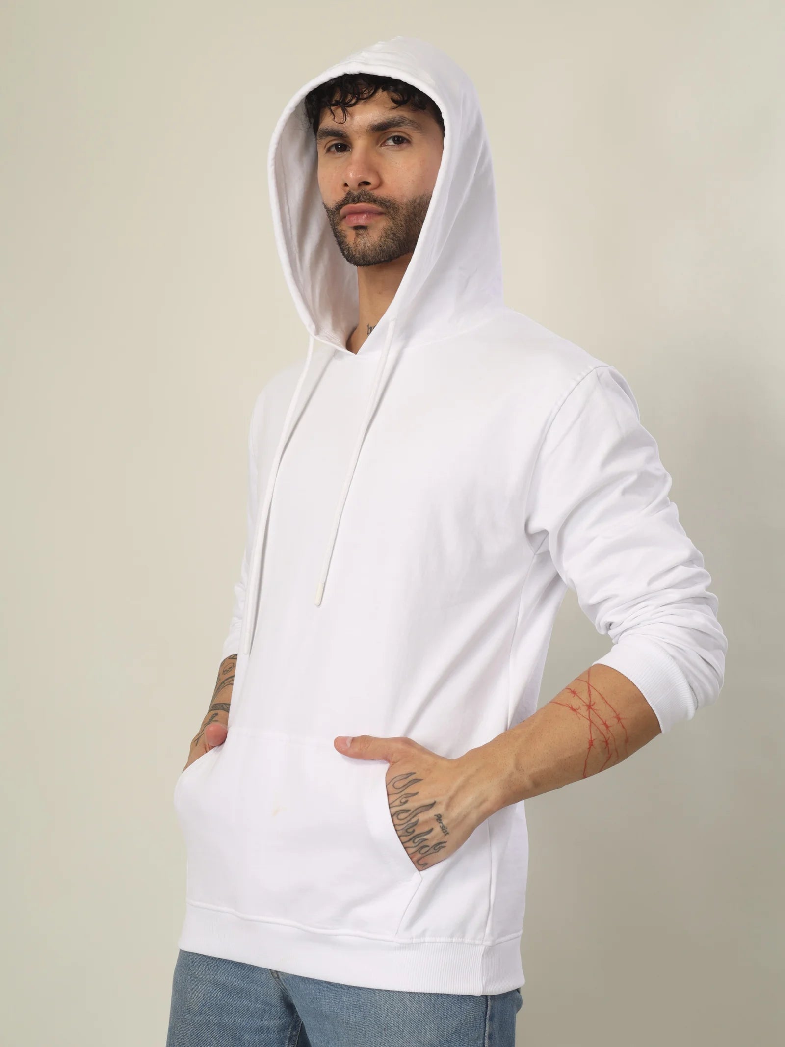 Hoodie Unisex Solid (White)
